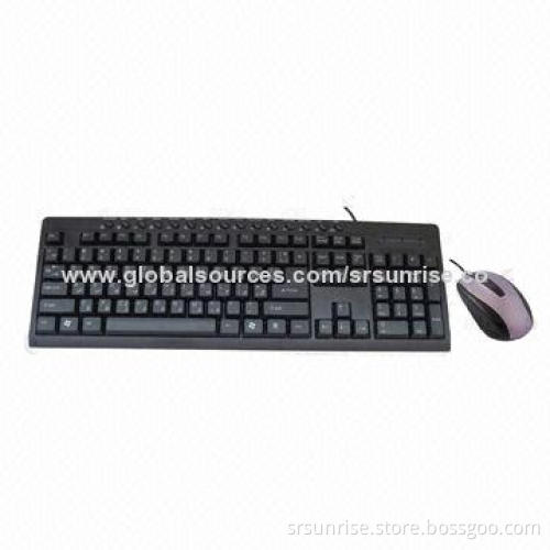 Black Wired Multimedia Keyboard with USB, PS/2 Port, Waterproof Design and 3D Optical Mouse